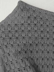 SHEIN LUNE 大尺碼女款針織提花短袖開襟開襟衫 - 灰色 - 查看 6