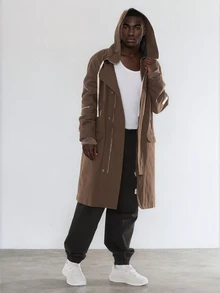 FORM&CHAOS Men's Loose Fit Workwear Zip-Up Hooded Long Sleeve Windbreaker Jacket, Autumn/Winter - Brown - View 5