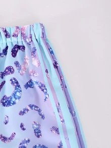 SHEIN 青少年女孩亮片豹紋拼色夾克外套與長褲休閒 Y2K 風格秋冬運動套裝 - 彩色 - 查看 4