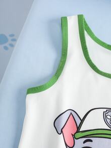 SHEIN | PAW Patrol Young Boy Cartoon Print Tank Top And Boxer Briefs Set - Green - View 6