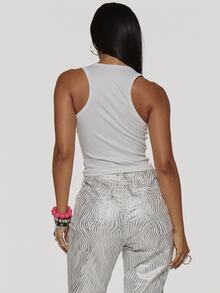 MUSERA Pink Contrast Graphic Tank Top Autumn Fall Winter Coolgirl Rave Festival Halloween Ultra M - Multicolor - View 5