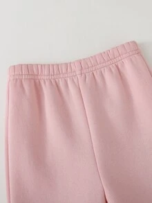 Cozy Pixies 女嬰針織純色可愛動物圖案圓領衛衣、長褲與背心外套三件套 - 彩色 - 查看 5