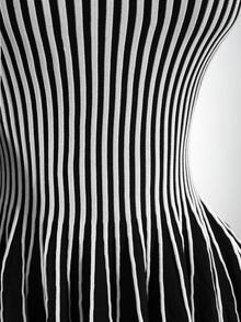 Amplova Women's Striped Low Cut Backless A-Line Knit Dress - Suitable For Street Photography, Parties, Halloween - Black and White - View 8