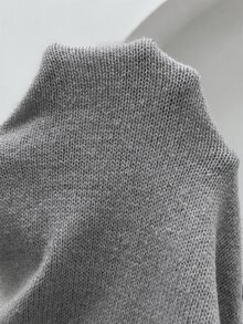SHEIN 孕婦花苞飾邊前綁帶喇叭袖針織開襟衫 - 灰色 - 查看 5