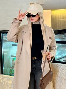 Solavon Women's Solid Color Fashion Versatile Daily Long Sleeve Jacket - Khaki - View 6