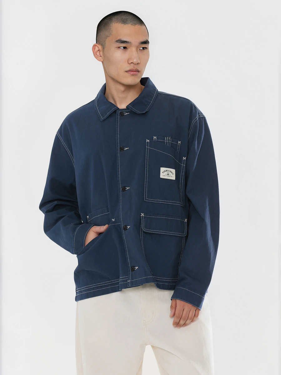 FORM&CHAOS Men's Autumn/Winter Denim Workwear Jacket - Navy Blue - View 1