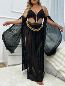 Fantasy Costume Fantasy Costume Plus Size Sexy Costume Middle Eastern Latin Dance Dress Role Play 5pcs Set - Black - View 5
