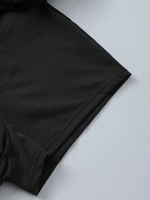 SHEIN 女款高腰雙層荷葉邊蛋糕迷你裙，彈性寬腰帶貼合腰部，雙層百褶荷葉邊打造活潑蓬鬆 A 字廓形，親膚垂墜面料抗皺，純黑色百搭色，適合日常穿著，甜酷芭蕾風造型 - 彩色 - 查看 6