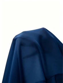 Manfinity Mode 男士純色商務休閒長袖襯衫，正式，老錢風 - 藏蓝色 - 查看 6