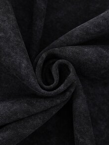 SHEIN 1件青少年男孩圖案印花開襟雪洗衛衣，舒適新穎面料，適合運動穿搭與多季節穿著 - 黑色 - 查看 6