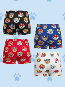 SHEIN | PAW Patrol 4pcs Young Boy Cute Pattern Boxer Briefs - Black and White - View 2