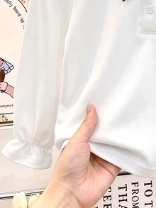 Elladie kids 女童 3 件組蝴蝶結長袖 Polo 衫，條紋立領精緻圓鈕扣，長袖 T 恤，基本素色修身 T 恤，適合返校季 - 彩色 - 查看 5