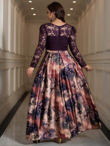 SHEIN Clasi 大尺碼女款V領花卉印花休閒派對洋裝 - 彩色 - 查看 8
