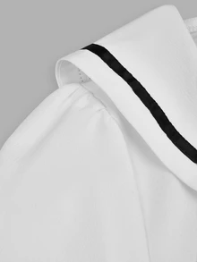 Sweetra Plus Size Women's Casual Commute Minimalist Woven White Long Sleeve Shirt, Autumn/Winter Fall - White - View 8