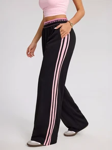 Dewbera Dewbera Women's Colorblock Casual Daily Travel Sports Long Pants - Black - View 3