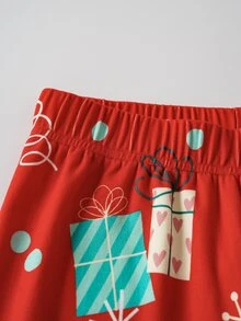 LOONEY TUNES X SHEIN Tween Girl Round Neck Short Sleeve Top And Long Pants Loungewear Set - Red - View 5