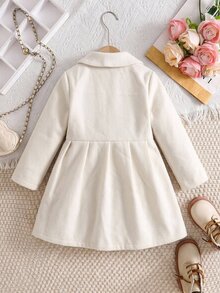 SHEIN Young Girl Woven Solid Color Lapel Casual Wool - Multicolor - View 6