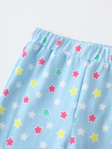 My Little Pony X SHEIN طقم سويت شيرت برقبة دائرية وأكمام طويلة وبنطلون واسع للفتيات الصغيرات G4 X - الأزرق - مشاهدة 7
