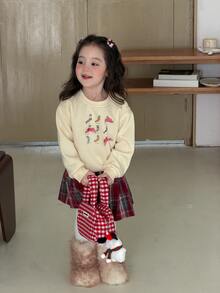 DAZY Sweatshirt Lengan Panjang Berkerah Bulat Motif Pita untuk Bayi/Balita (Perempuan), Musim Gugur/Dingin - Krem - View 9