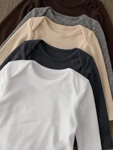SHEIN LMoss Kids 新生女嬰秋冬可愛長袖連身衣 5件套 - 彩色 - 查看 4