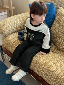 DAZY Infant (Boy) Round Neck Contrast Color Long Sleeve Jacket Set - Grey - View 3