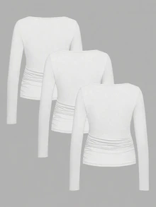 SHEIN 3PCS Maternity T-Shirts - White - View 9