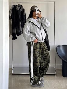 Muchica 大尺碼女款迷彩休閒百搭日常運動長褲 - 彩色 - 查看 3