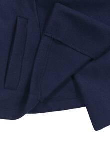 RosyDaze Women's Elegant Double-Breasted Pocket Long Sleeve Overcoat - Navy Blue - View 8