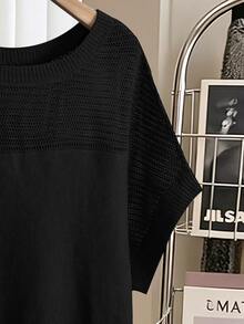 Lacomfia Plus Size Minimalist Fashion Hollow Out Pullover Sweater For Daily Wear - Black - View 8
