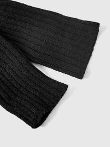 ROMWE Gothic Wanderer Style Hooded Asymmetrical Hem Ribbed Long Sleeve Cardigan For Women - Black - View 3