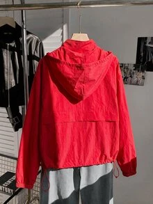 Comfortcana 素色前開襟拉鍊長袖休閒連帽防曬輕便外套，秋冬款 - 紅色 - 查看 7