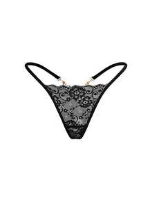 AltBold 3pcs/Set Lace Trim Chain Back Low Waist Women's Thong - Multicolor - View 5