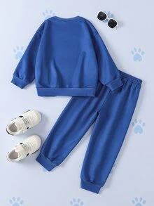 SHEIN | PAW Patrol Young Boy Cartoon Print Long Sleeve Sweatshirt And Jogger Pants Set - Blue - View 2