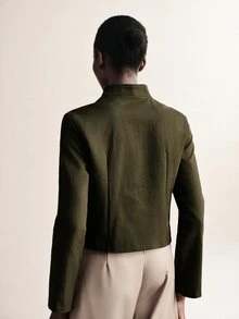 Briarwyn Women's Colorblock Casual Versatile Daily Wear Long Sleeve Jacket - Army Green - View 7