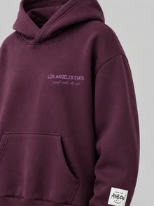 SHEIN 青少年女孩秋冬粉色運動衫套裝，長袖連帽運動衫與寬鬆休閒運動長褲套裝 - 中紫紅色 - 查看 6