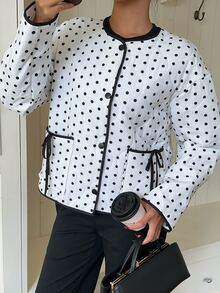 Siren Gaze Women's New Autumn/Winter Polka Dot Quilted Padded Jacket - White - View 3