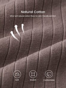 LUVLETTE Fall Women's Plus Size Brown Round Neck Long-Sleeved Pants Loungewear Set, Ribbed Texture Fabric, Comfortable Cotton Pajamas Lounge Sets For Women - Coffee Brown - View 5