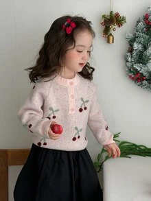 DAZY Infant/Toddler (Girl) Round Neck Colorblock Casual Long Sleeve Autumn/Winter Sweater - Pink - View 3