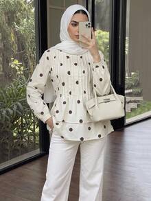 Solavon Women's Polka Dot Casual Daily Wear Blouse - Yellow - View 5