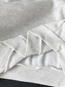 SHEIN 青少年女孩淺灰色連帽套頭衛衣，黑色波浪邊飾，秋冬校園日常穿著 - 灰色 - 查看 7