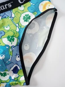 SHEIN X Care Bears سراويل داخلية رجالية كاجوال يومية بطبعات حروف وكرتون - الأزرق - مشاهدة 6