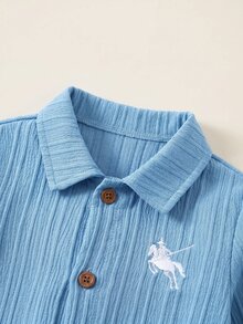 男女嬰兒/男嬰 2件組秋冬休閒學院風襯衫套裝，男嬰套裝 - 彩色 - 查看 4