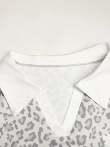 SHEIN 青少年女孩秋冬休閒黑白波點印花連帽衛衣 - 白色 - 查看 5