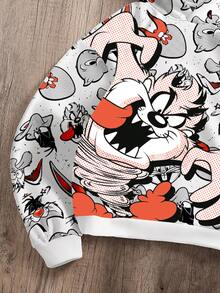 LOONEY TUNES X SHEIN Daypath هودي رجالي بطبعة كرتونية جرافيك - متعدد الألوان - مشاهدة 4