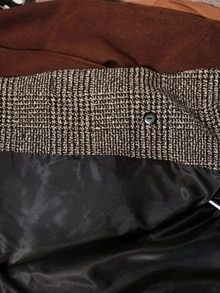 Aveloria Modichic Women's Jacket Oversized Broad Shoulder Tweed Lapel Gold Button Retro British Old Money Brown Black Plaid Fall Clothes For Women Christmas - Multicolor - View 8