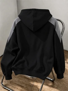 Daypath 男士街頭時尚連帽衫，秋冬舒適套頭連帽衫，男士時尚穿搭 - 黑色 - 查看 2