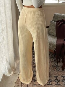 CovetEZ 女款素色休閒百搭日常穿著長褲 - 黃色 - 查看 2