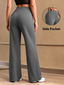 Easithlete Easithlete Women's Casual Versatile Pocket Sports Long Pants For Fitness And Yoga - Grey - View 2
