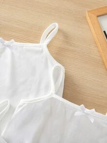 SHEIN 女童 3件組 白色羅紋針織細肩帶背心 開學季 - 白色 - 查看 3