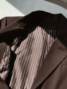 Comfortcana Plus Size Women Solid Color Casual Versatile Commute Travel Blazer Jacket - Chocolate Brown - View 4